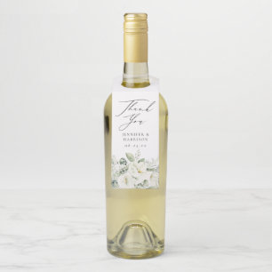 Étiquettes Pour Bouteilles Fleurs Blanches Luxuriantes & Mariage Personnalisé