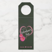Étiquettes Pour Bouteilles Fleurs de Coeur Rose Saint-Valentin (Devant)