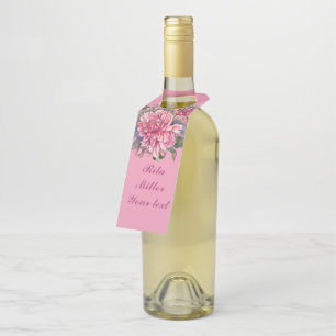 Étiquettes Pour Bouteilles Fleurs de Dahlia rose