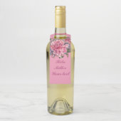 Étiquettes Pour Bouteilles Fleurs de Dahlia rose (Sur bouteille)