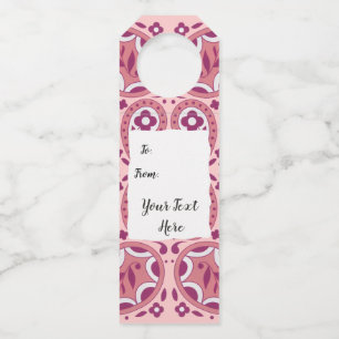 Étiquettes Pour Bouteilles Fleurs de laine Paisley Passez Rose