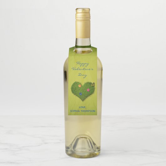 Étiquettes Pour Bouteilles Fleurs de pelouse en forme de cœur Papillon (Sur bouteille)