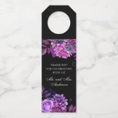 Étiquettes Pour Bouteilles Fleurs violettes à l'aquarelle. Mariage noir remer (Devant)