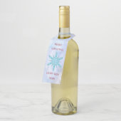 Étiquettes Pour Bouteilles Flocon De Neige Bleu Avec Diamants (Incliné)