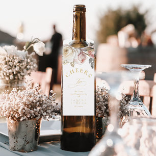 Étiquettes Pour Bouteilles Floral Drama Mariage Cheers White ID1022
