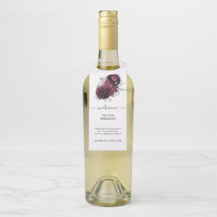 Étiquettes Pour Bouteilles Floral Mariage personnalisé Bourgogne
