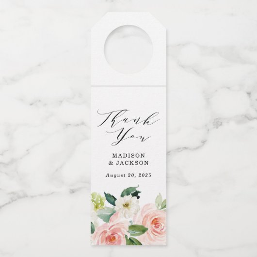Étiquettes Pour Bouteilles Flores bleues | Mariage personnalisé (Devant)