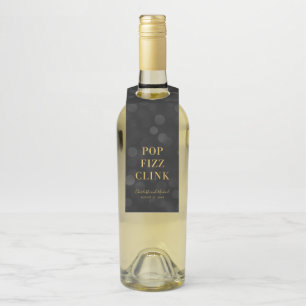 Étiquettes Pour Bouteilles Fond Flou Sombre Faux Or Pop Fizz Clink