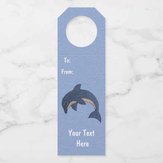 Étiquettes Pour Bouteilles Fun Glittery Bleu Bleu Bleu Bleu Jumping Dauphin (Devant)