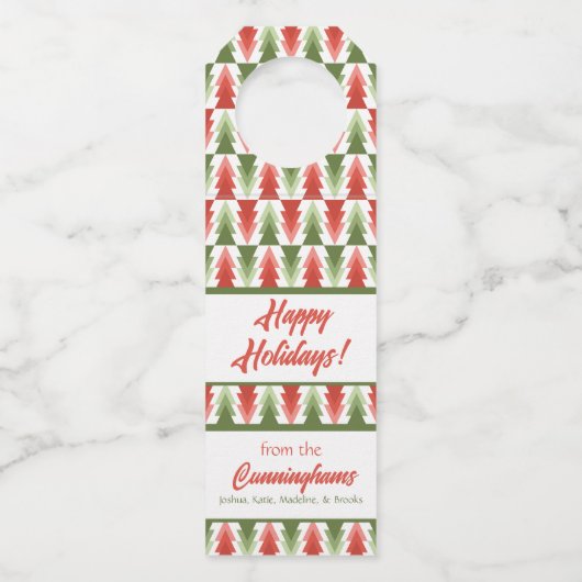 Étiquettes Pour Bouteilles Geometric Christmas Tree Grove (Devant)