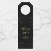 Étiquettes Pour Bouteilles Gold & Black Elegant Script Cheers 60e anniversair (Devant)