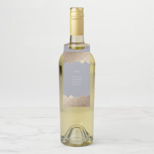 Étiquettes Pour Bouteilles Graisse géométrique Gris Gold Gatsby Mariage