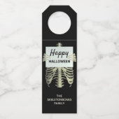 Étiquettes Pour Bouteilles Halloween Party Éffrayant squelette noir et blanc (Devant)