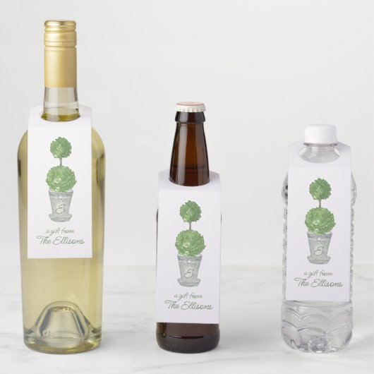 Étiquettes Pour Bouteilles Hautière monogramme aquarelle (En situation)