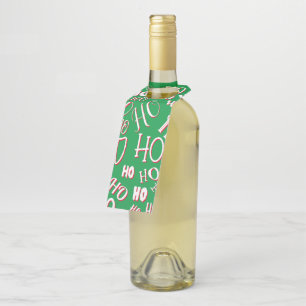 Étiquettes Pour Bouteilles HO HO HO motif de texte de Noël blanc vert rouge