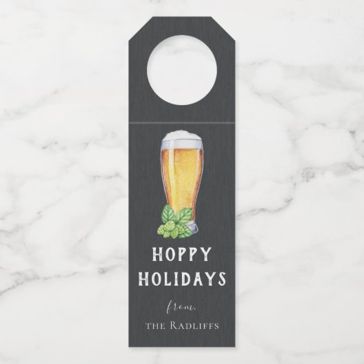 Étiquettes Pour Bouteilles Hoppy Holidays Chalkboard Bottle Hanger (Devant)