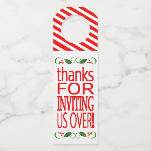 Étiquettes Pour Bouteilles Hostess Gift Merci De Nous Avoir Invités Pour Noël (Devant)