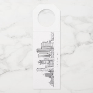 Étiquettes Pour Bouteilles Illustration minimaliste de la ligne aérienne de B