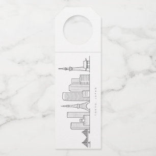 Étiquettes Pour Bouteilles Illustration minimaliste de la skyline de Tokyo