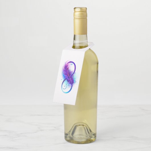 Étiquettes Pour Bouteilles Infinity with purple feather (Incliné)