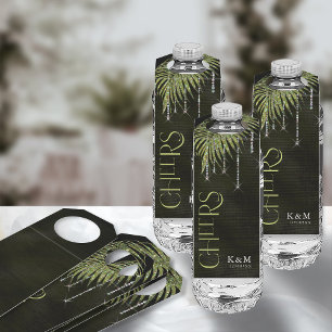 Étiquettes Pour Bouteilles Jewel Palm Feuille de mariage Acclamations Vert ID