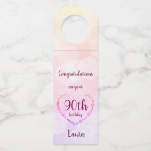 Étiquettes Pour Bouteilles Joli design rose pastel pour 90e anniversaire