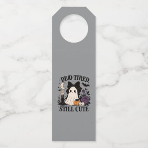 Étiquettes Pour Bouteilles Joli fantôme coquette d'Halloween avec un nœud