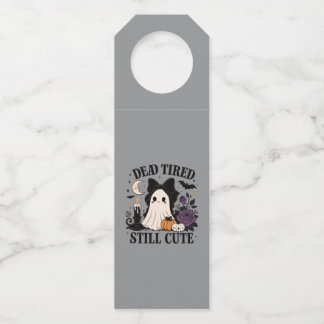 Étiquettes Pour Bouteilles Joli fantôme coquette d'Halloween avec un nœud