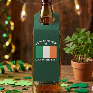 Étiquettes Pour Bouteilles Jour de la Saint-Patrick Drapeau de l'Irlande Nom