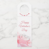 Étiquettes Pour Bouteilles Joyeuse Saint-Valentin Cœurs de Verre Romantiques (Devant)