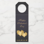 Étiquettes Pour Bouteilles Joyeuse Saint-Valentin Cœurs Dorés Élégants (Devant)