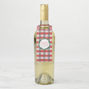 Étiquettes Pour Bouteilles Joyeuses Fêtes aquarelle check vacances tartan