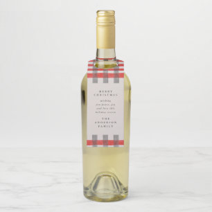 Étiquettes Pour Bouteilles Joyeuses Fêtes aquarelle check vacances tartan
