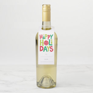 Étiquettes Pour Bouteilles Joyeuses fêtes colorées illustrées