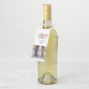Étiquettes Pour Bouteilles Joyeux et brillant Noël festif personnalisé