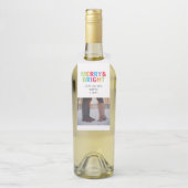 Étiquettes Pour Bouteilles Joyeux et brillant Noël festif personnalisé (Sur bouteille)