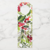 Étiquettes Pour Bouteilles Joyeux Noël aquarelle florale script (Dos)
