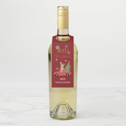 Étiquettes Pour Bouteilles Joyeux Noël Arbre Cadeau Vin Bière Boisson (Sur bouteille)
