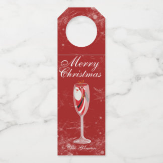 Étiquettes Pour Bouteilles Joyeux Noël avec le Champagne de Noël de Santa