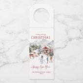 Étiquettes Pour Bouteilles Joyeux Noël | Cabane rustique et confortable pour  (Devant)