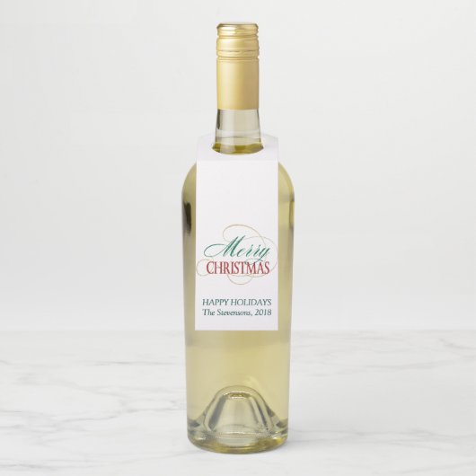 Étiquettes Pour Bouteilles Joyeux Noël Écriture de vacances élégante moderne (Sur bouteille)