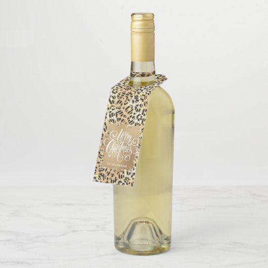Étiquettes Pour Bouteilles Joyeux Noël or sur Leopard (Incliné)
