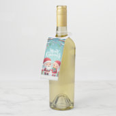 Étiquettes Pour Bouteilles Joyeux Noël/père Noël/elfes neige (Incliné)