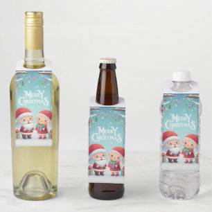 Étiquettes Pour Bouteilles Joyeux Noël/père Noël/neige elfes