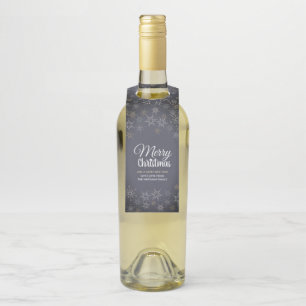 Étiquettes Pour Bouteilles Joyeux Noël Snowflakes Ardoise Gris Charbon