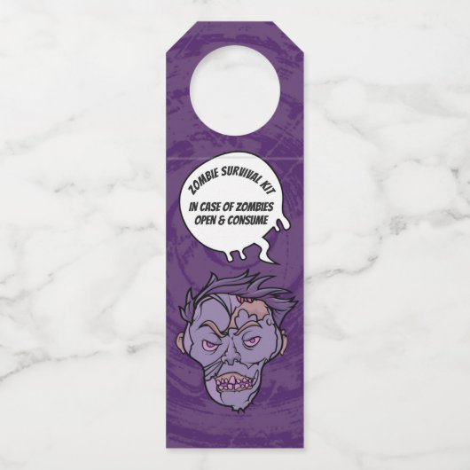 Étiquettes Pour Bouteilles Kit de Survie Zombie Halloween Alcool Violet Drôle (Devant)