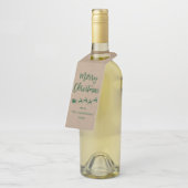 Étiquettes Pour Bouteilles Kraft écriture moderne pinceau Joyeux Noël Vert (Incliné)