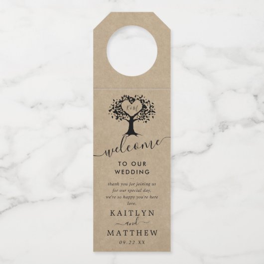 Étiquettes Pour Bouteilles La collection de mariage The Rustic Heart Tree (Devant)