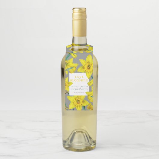 Étiquettes Pour Bouteilles L'amour fleurit l'aquarelle jaune mariage de print (Sur bouteille)