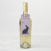 Étiquettes Pour Bouteilles Lapin assis en silhouette noire de profil (Sur bouteille)